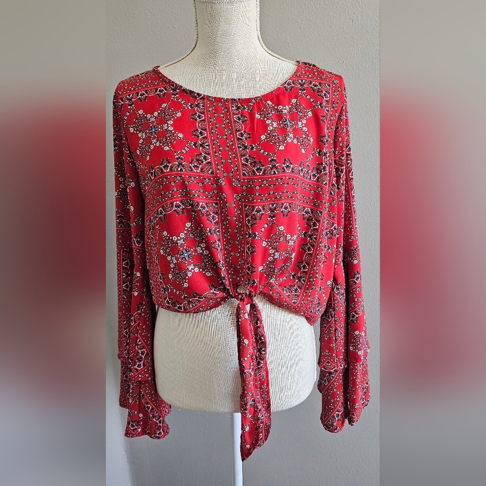Altar'd State Red Floral Blouse